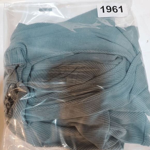 Soprano Dress Womens Medium Green Ribbed Mini Wrap Casual Short Sleeve Mock Neck - Picture 8 of 8